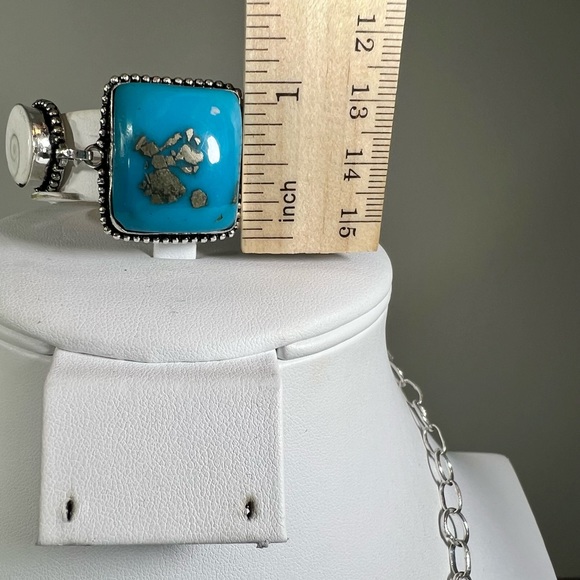 Persian Turquoise 925 Large Gemstone Necklace & Bracelet ONLY (synthetic) - Picture 8 of 9